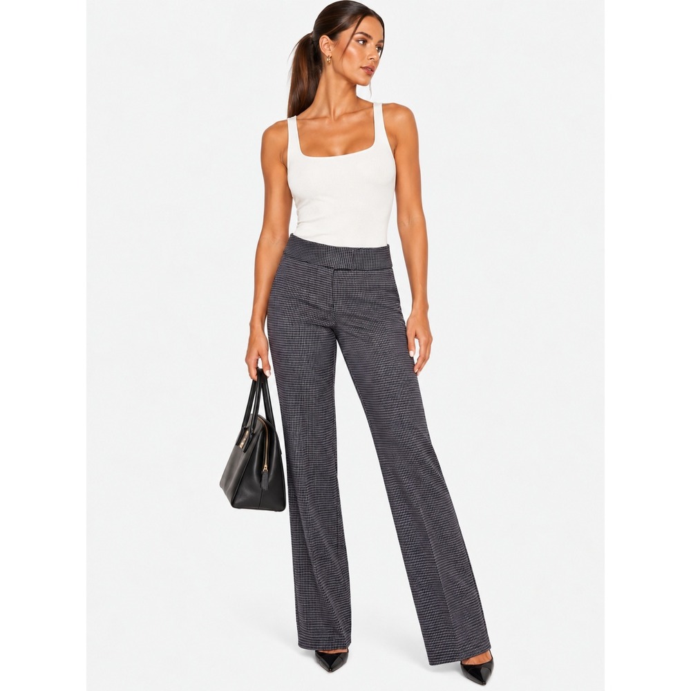 CeCe Caviar Charming Lilac Grid Print Straight Leg Dress Pants Size 12 NWT